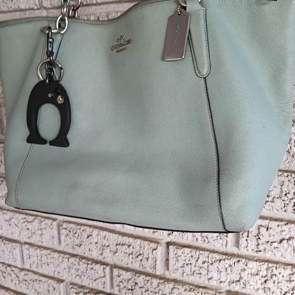 Coach Light Blue Leather Tote - Picture 4 of 16